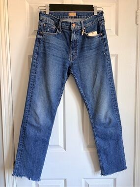 MOTHER Rider Ankle Fray Mid-Rise Jeans